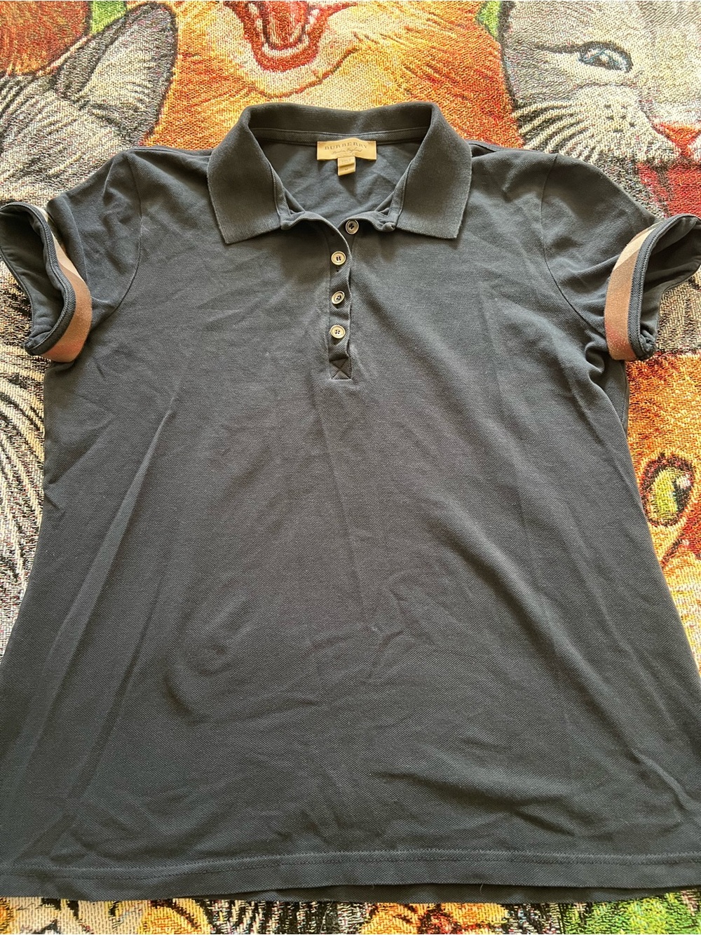 Burberry Dark Blue Short-Sleeve Polo Top